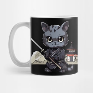 Japanese Samurai Cat Kawaii Ninja Cat Mug